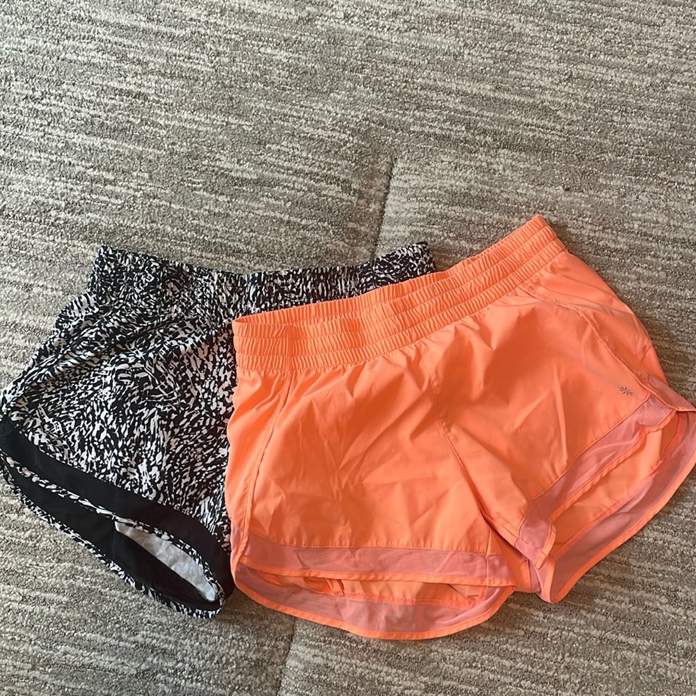2 PAIRS Athleta Mesh racer run shorts 4 inch